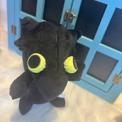 Black and white dragon plush Night Fury and Light Fury side by side