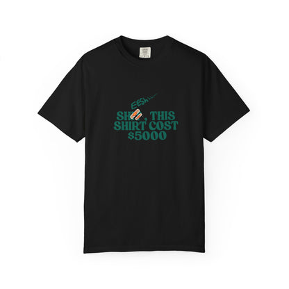 Black relaxed-fit tee with humorous bold text graphic on front