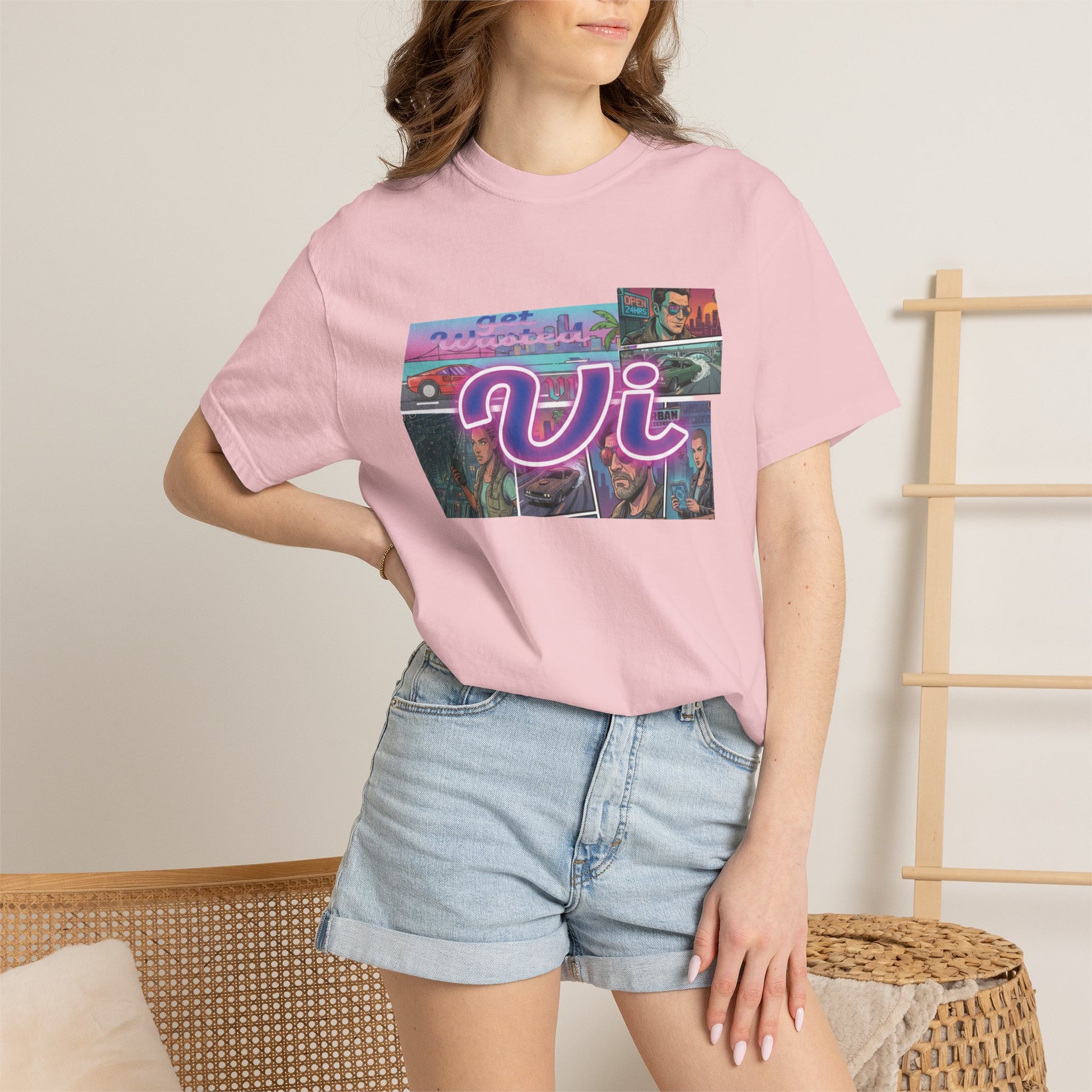 Bold neon vice graphic streetwear tee

