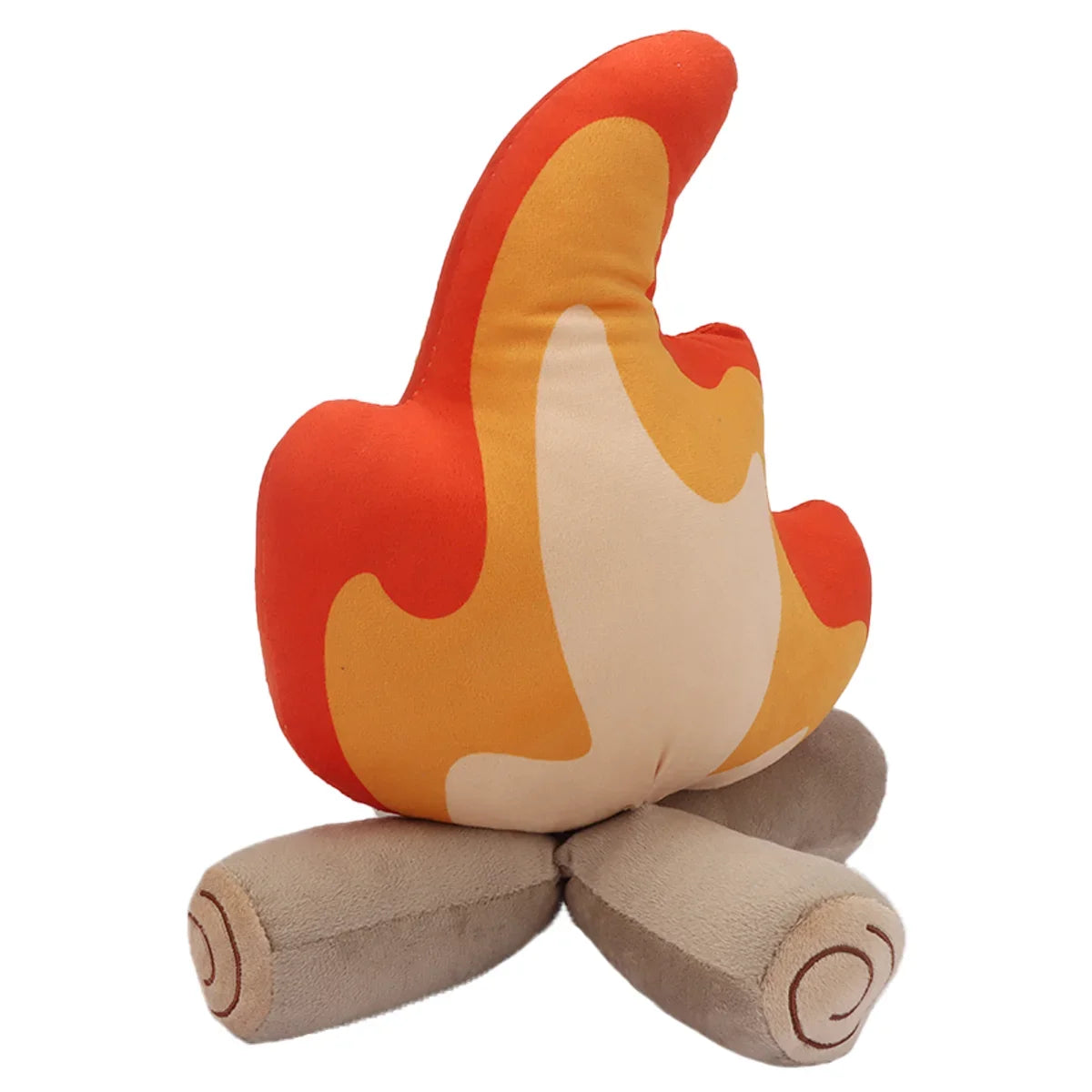 Bonfire stuffed toy with firewood base and flame design