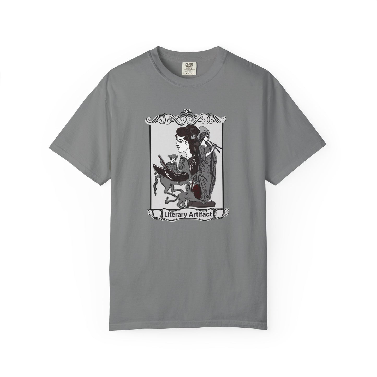 Book lover t shirt in a relaxed fit heavyweight cotton, shown flat lay on a neutral background