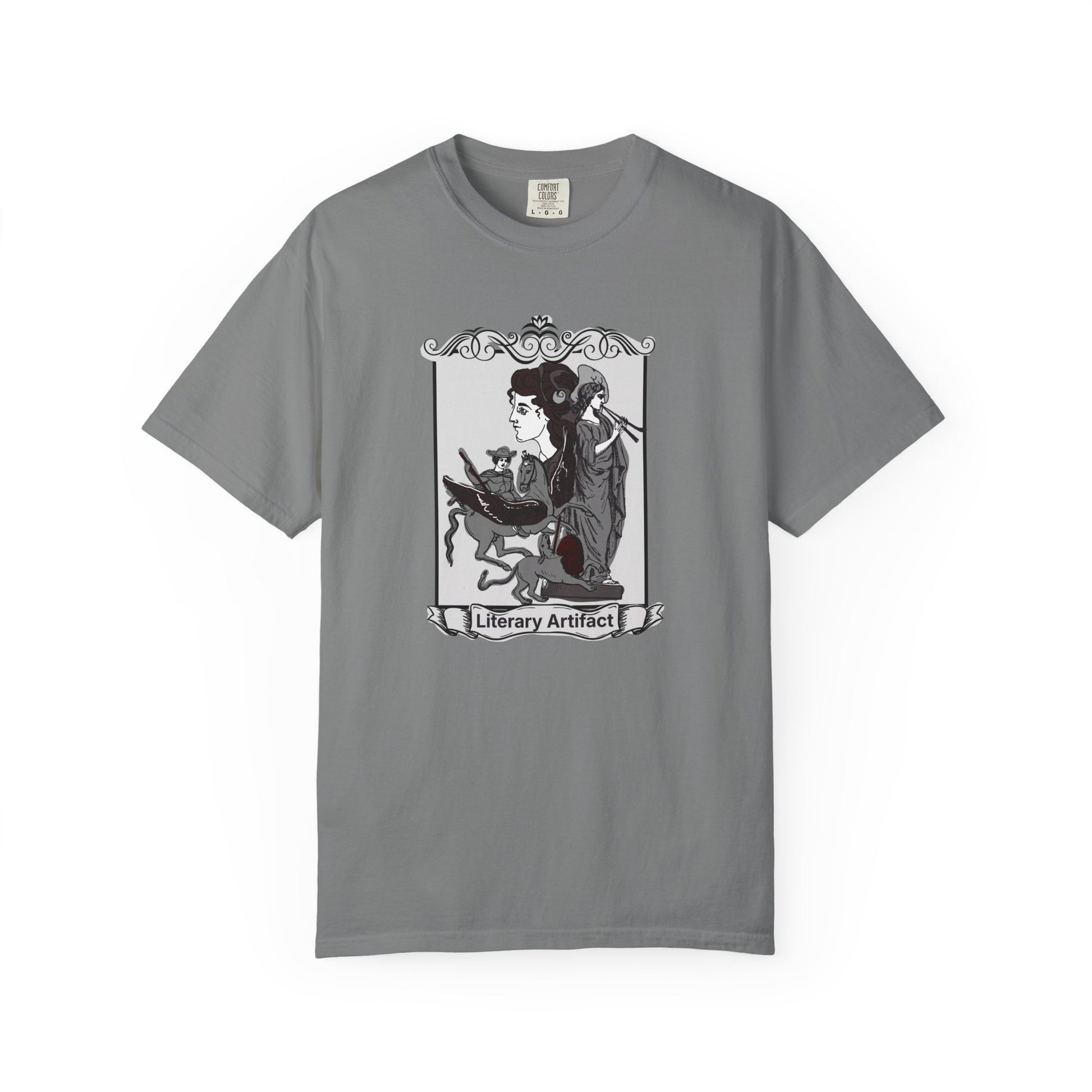 Book lover t shirt in a relaxed fit heavyweight cotton, shown flat lay on a neutral background