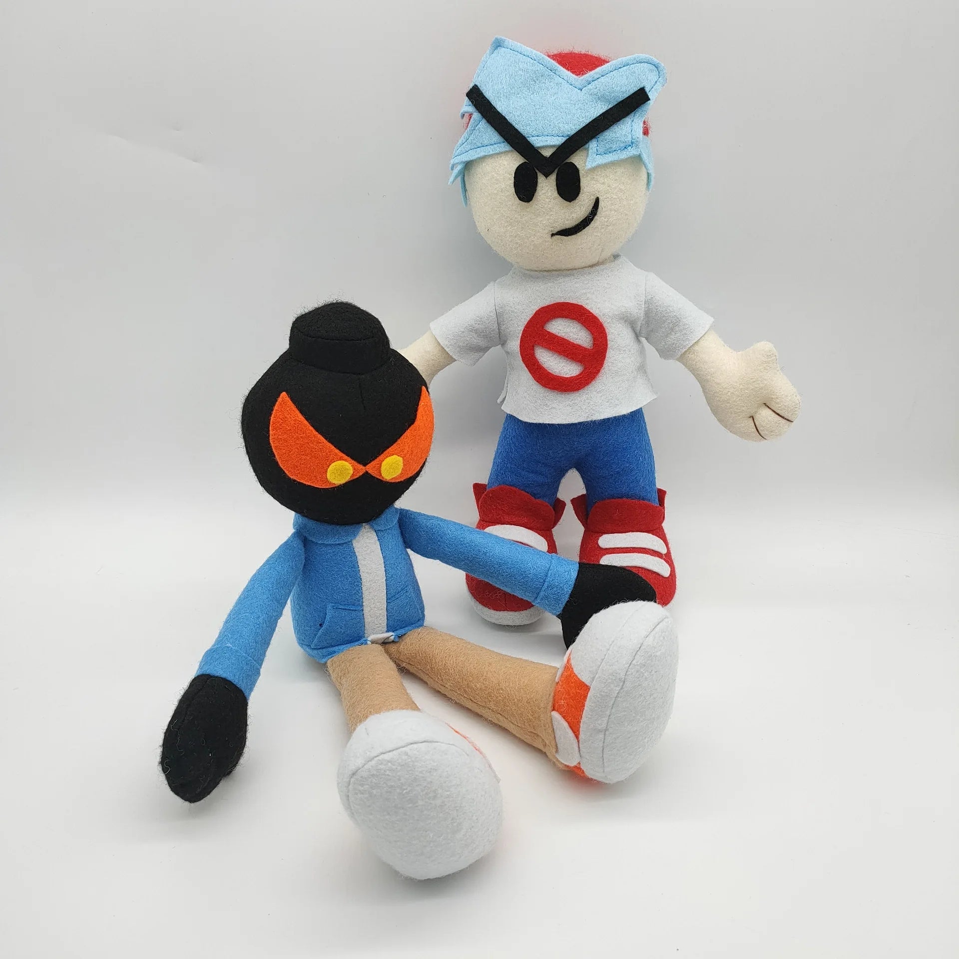 Boyfriend plush 32cm size with signature blue beanie design, handmade
