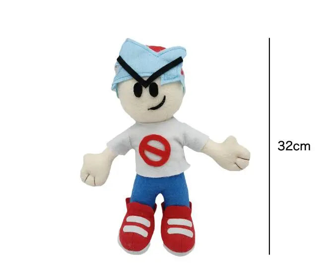 Boyfriend plush collectible gift for rhythm game and indie gaming fans
