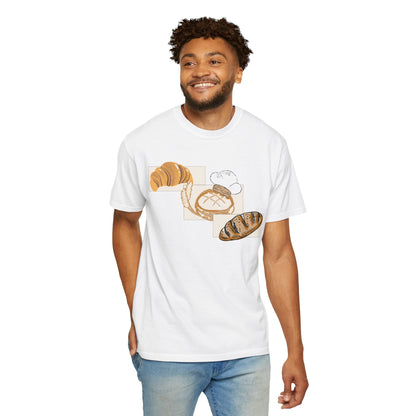 Bread baking hobby shirt featuring wheat stalks, baguettes, and artisan loaf graphic