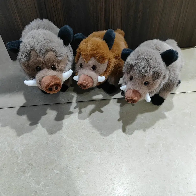 Brown boar plush toy soft PP cotton handmade collectible