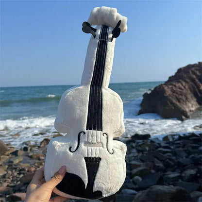 Brown kawaii violin plush 20cm, cozy musical instrument decorative pillow