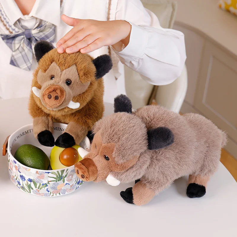 Brown wild boar plush toy realistic Eurasian boar design
