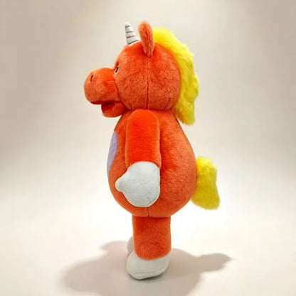 Buddy plush orange unicorn stuffed animal from indie horror film