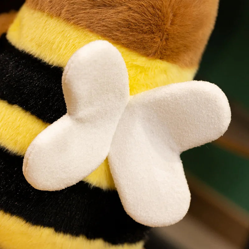 Bumblebee capybara stuffed animal rear view showing wing placement and PP cotton plump silhouette