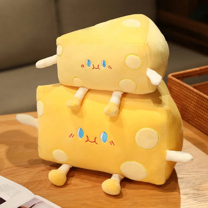 Bunny cheese stuffed animal with soft bunny permanently sewn on handmade cheese plushie
