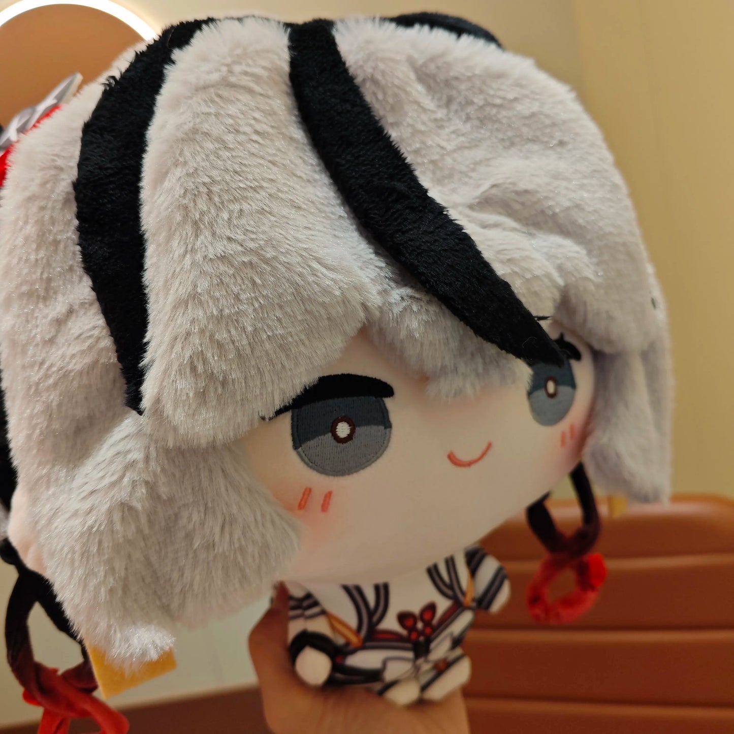 Camellya plush close-up face detail handmade cotton