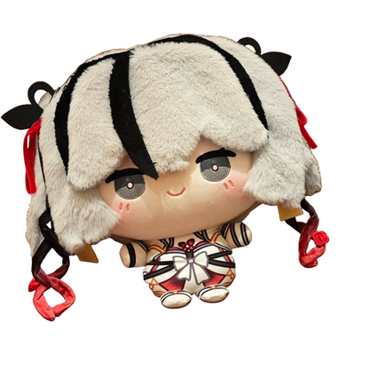 Camellya plush handmade big head mascot cushion front view 30cm