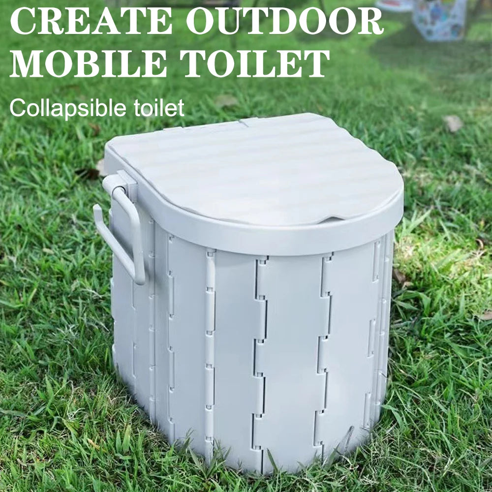 Camp toilet being used in wilderness camping scenario