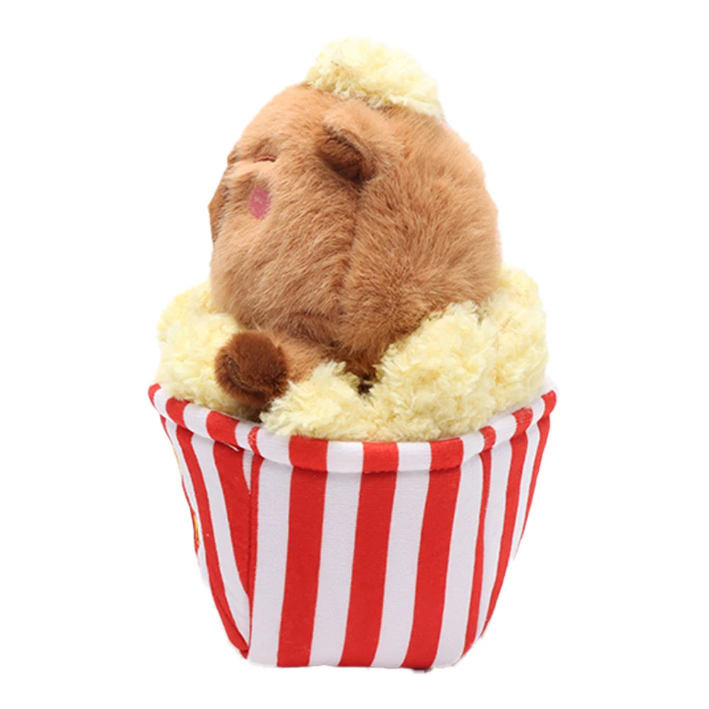 Capybara stuffed animal popcorn bucket plush side view
