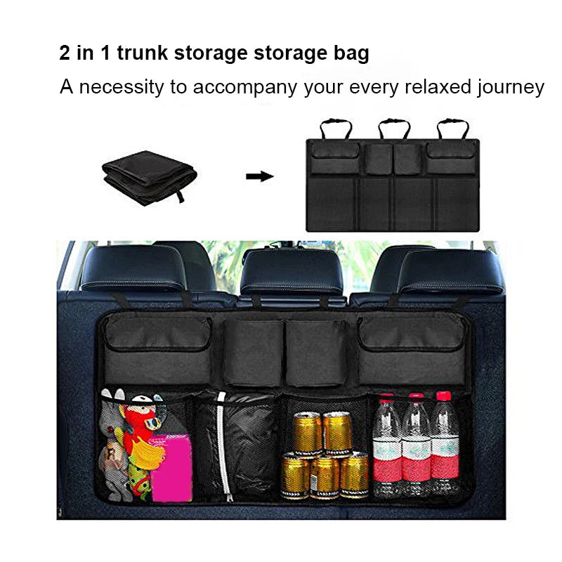 Car organizer multi-use storage configuration options