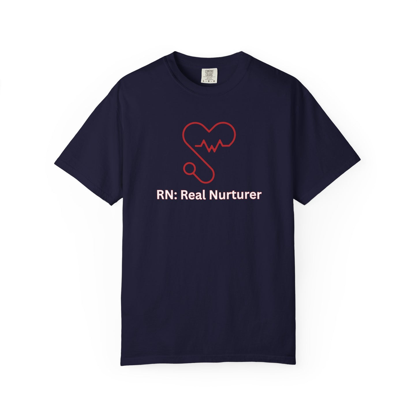 Casual nurse gift shirt with red stethoscope graphic and heartbeat design