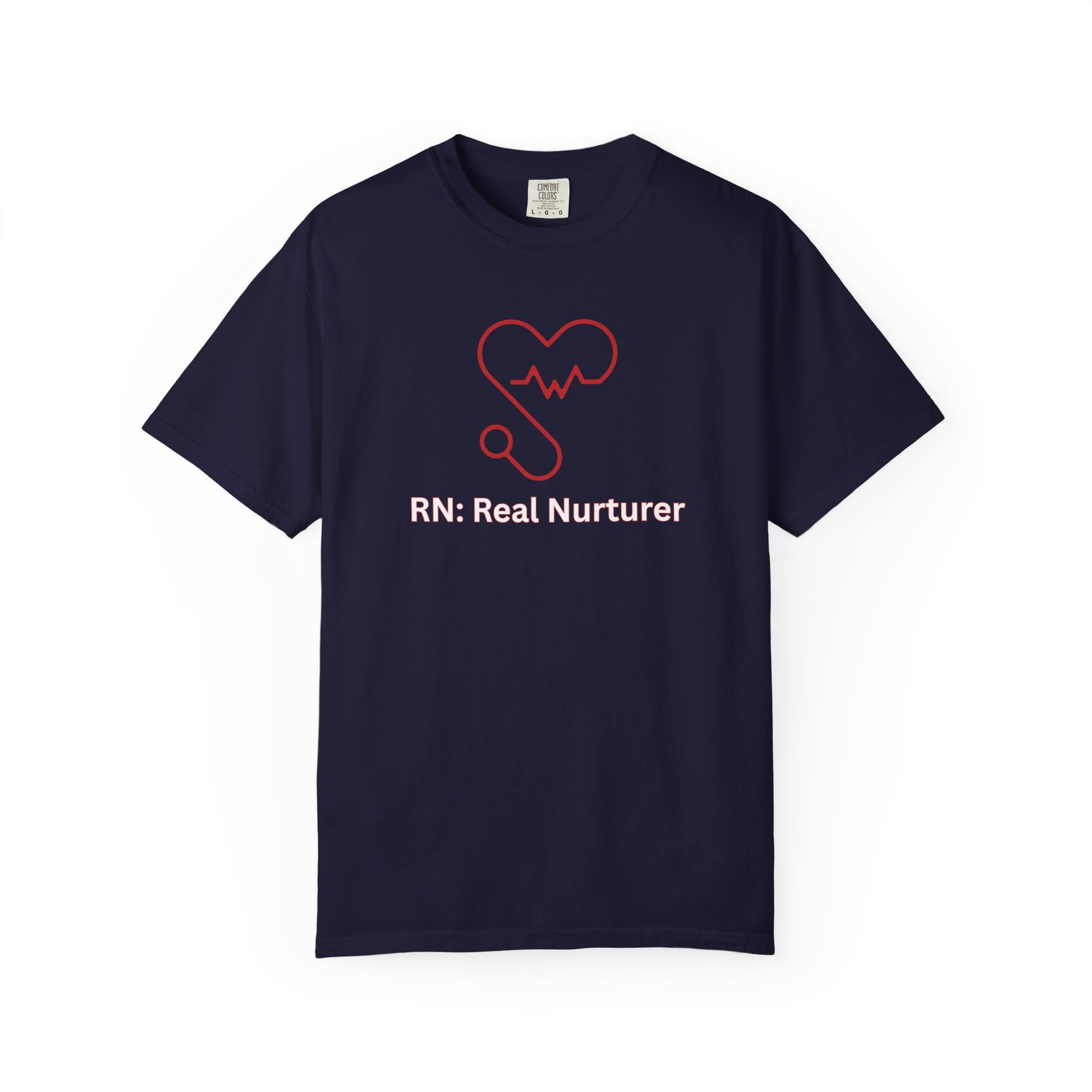 Casual nurse gift shirt with red stethoscope graphic and heartbeat design