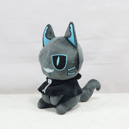 Cat nightmare plush with cyan eye detail closeup
