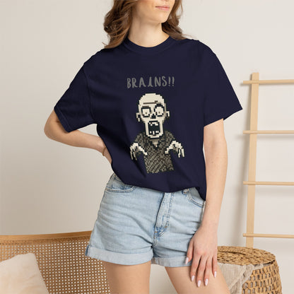 Charcoal grey pixel zombie t-shirt.
