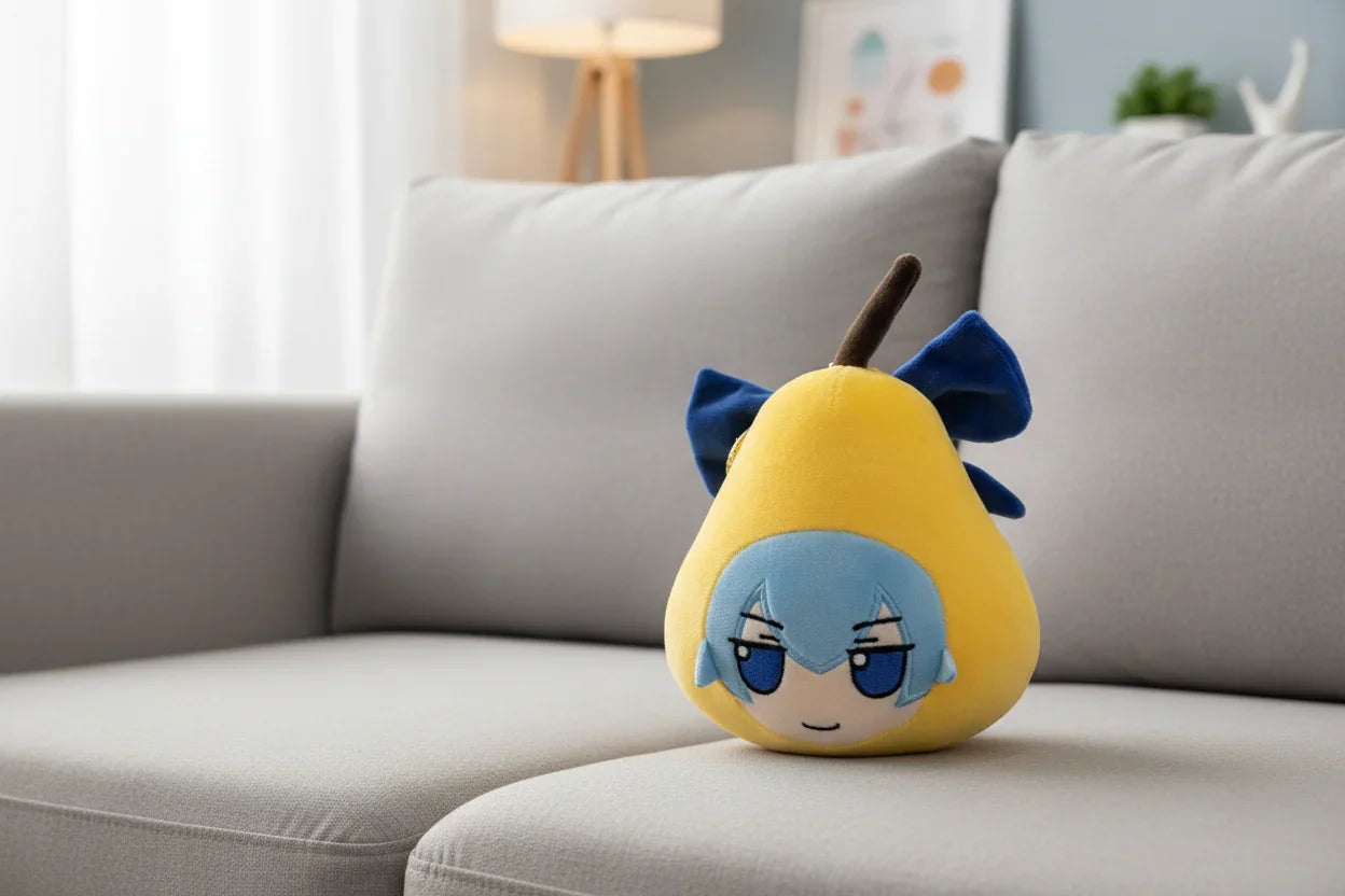 Chibi Cirno plush with large blue bow and confident expression