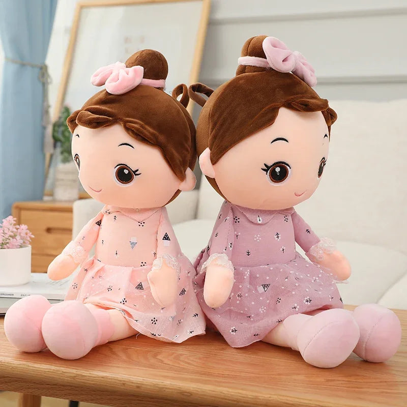 Child hugging cute angel girl plush kawaii stuffed toy blush pink for girls