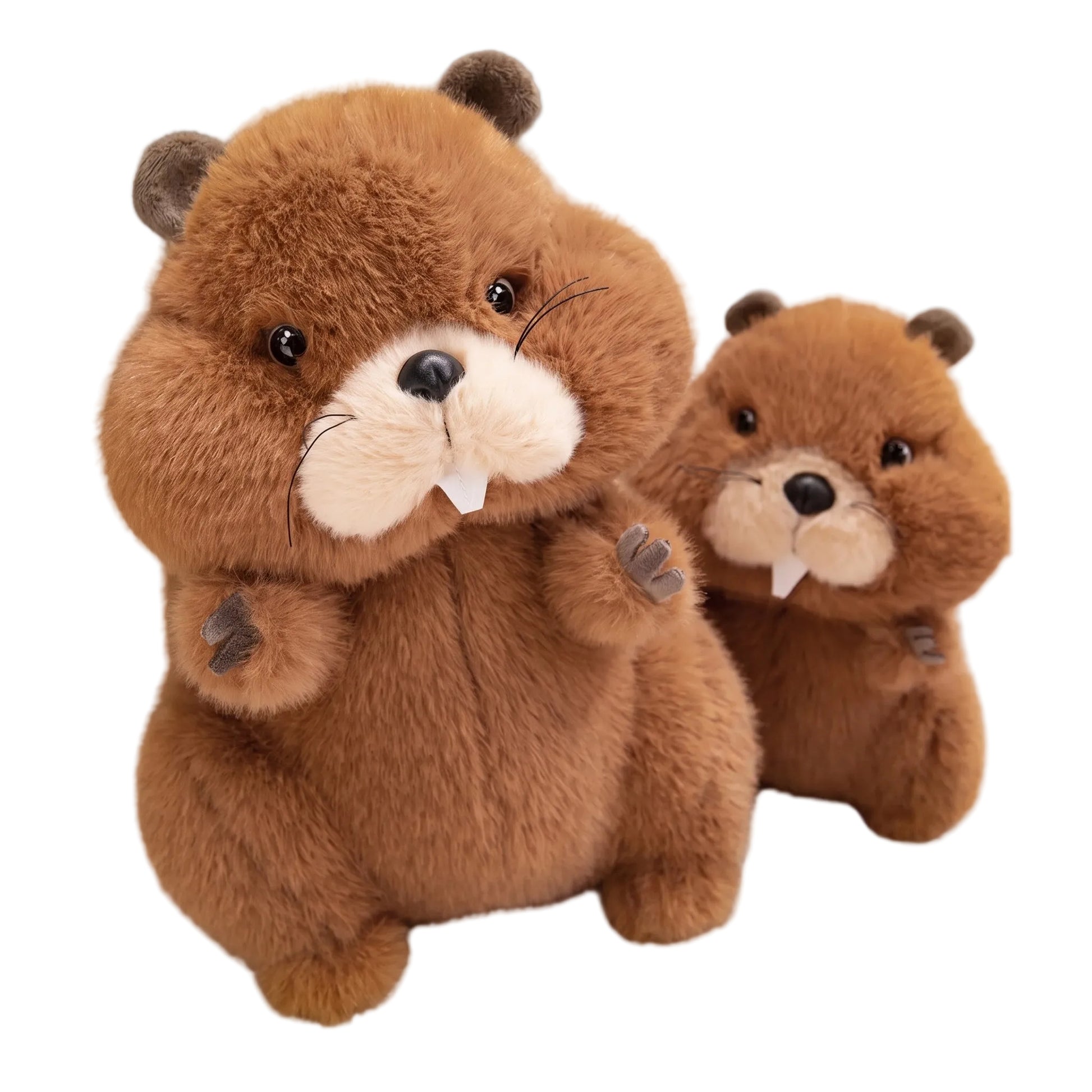 Chonky groundhog plush toy with ultra-fluffy cotton exterior and cartoon face