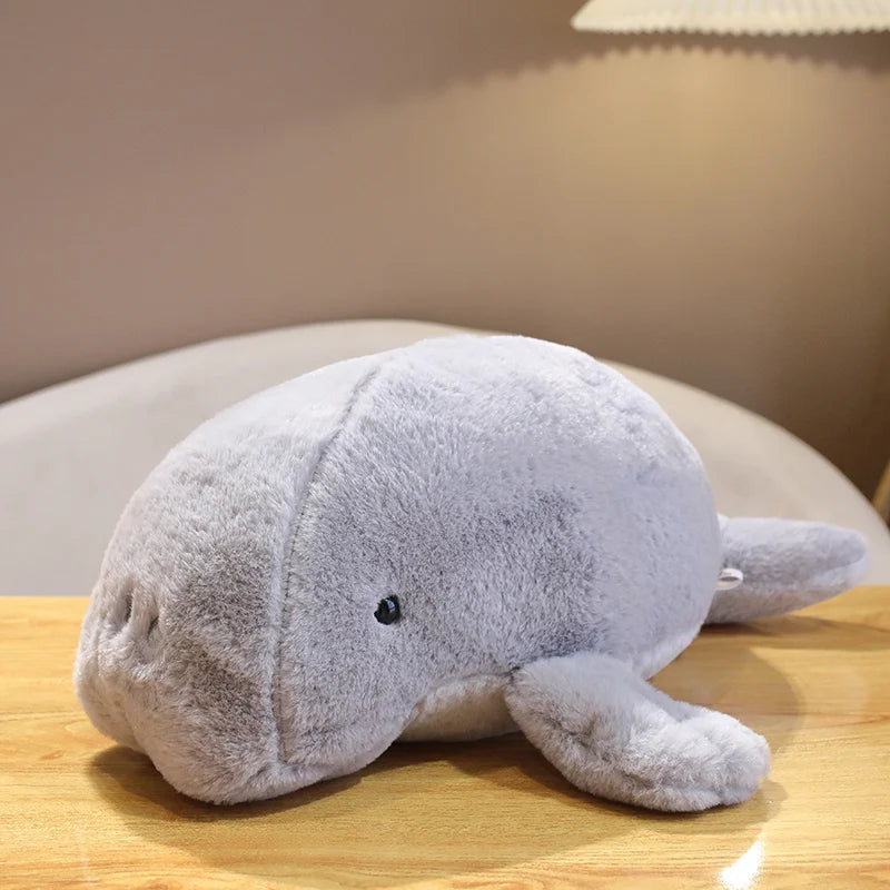 Chonky manatee plush white 40cm gift wrapped ribbon