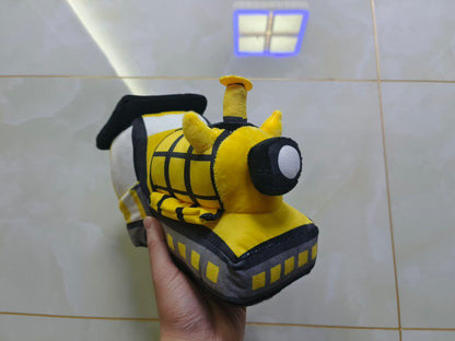 Choo-Choo Charles plush train engine side profile view
