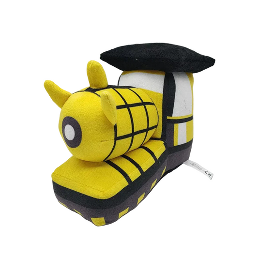 Choo-Choo Charles yellow train plush toy 25cm front view
