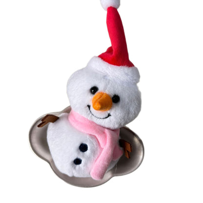 Christmas stocking stuffer mini plush snowman inside red stocking holiday scene