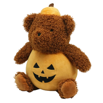 Chubby Halloween pumpkin teddy bear plush 45cm handmade cotton stuffed animal