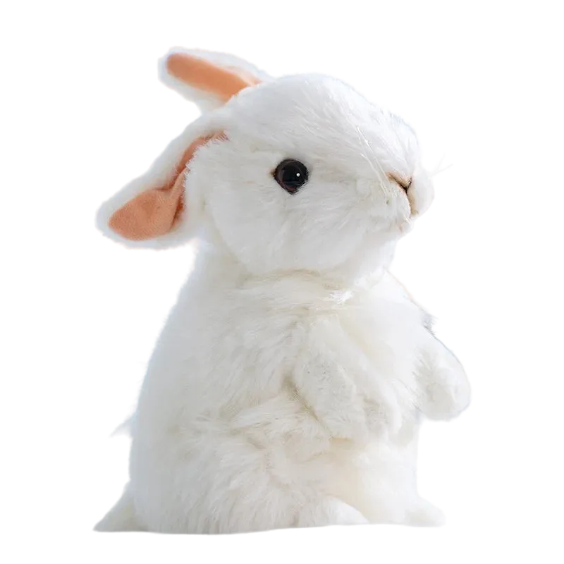 Chubby kawaii rabbit plushie handmade soft stuffed animal 35cm white background