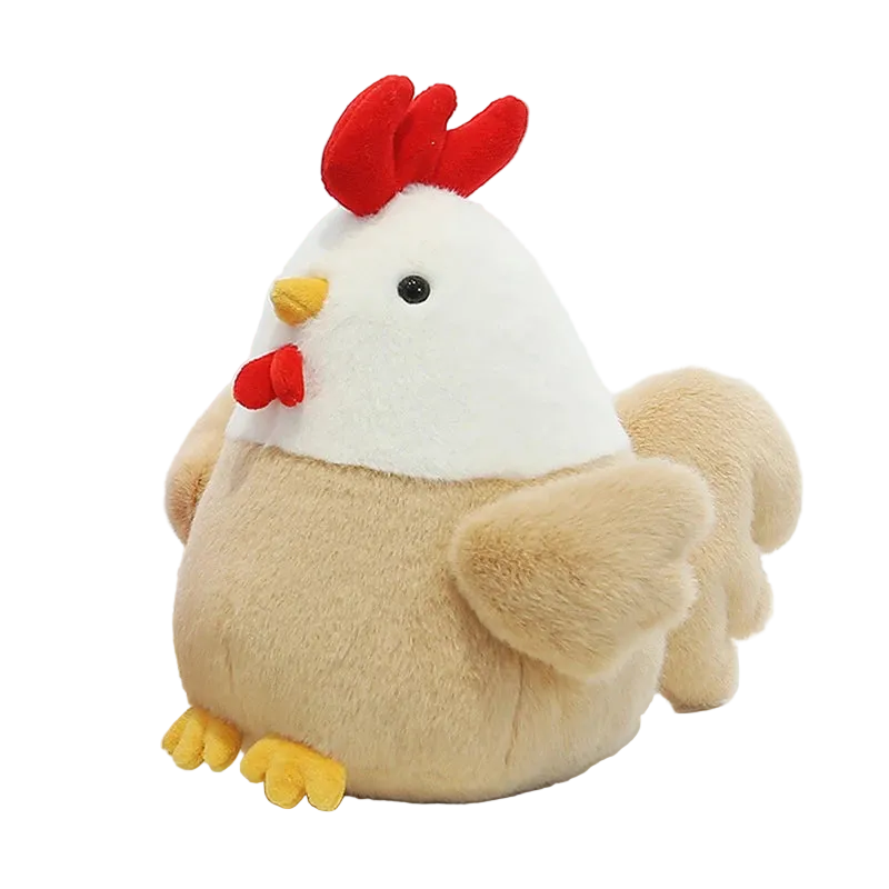 Chubby rooster plushie front view on white background showing full 23cm height