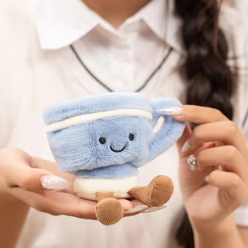 Cinnamon roll plushie and bread plushie side by side, cozy food plush toy set