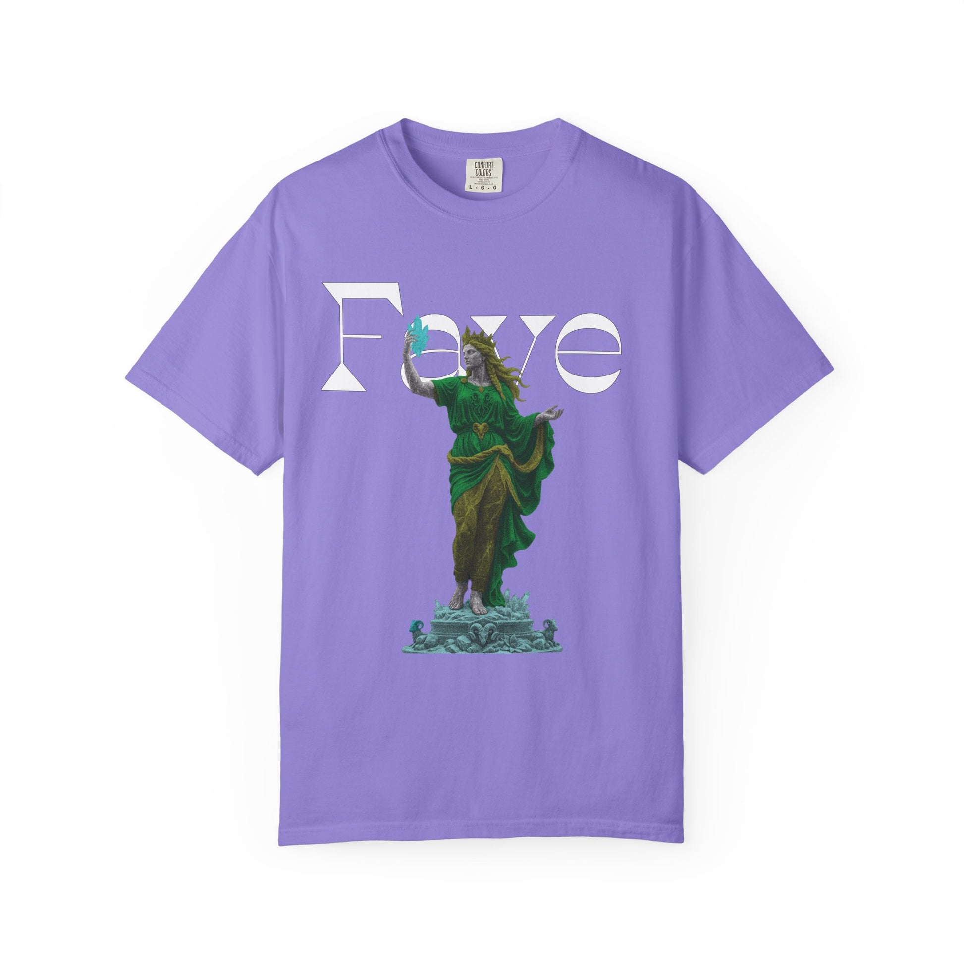 Classical statue tee paired with denim for everyday wear
