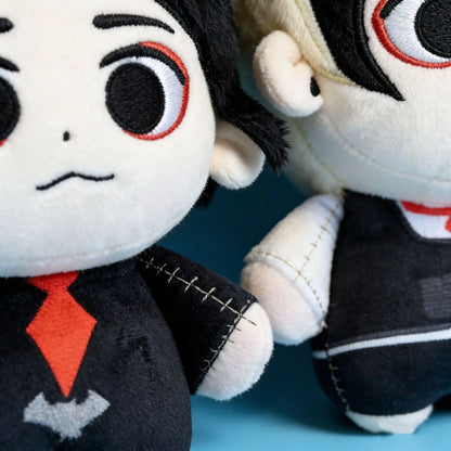 Close-up of Gerard plush featuring iconic "Three Cheers" era red tie and black suit.