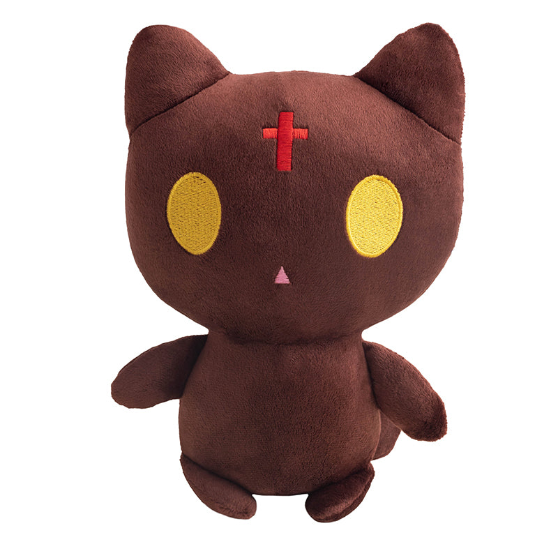 Close-up of Megumin plush showing eyepatch, witch hat, and cape detail, PP cotton filled anime plush
