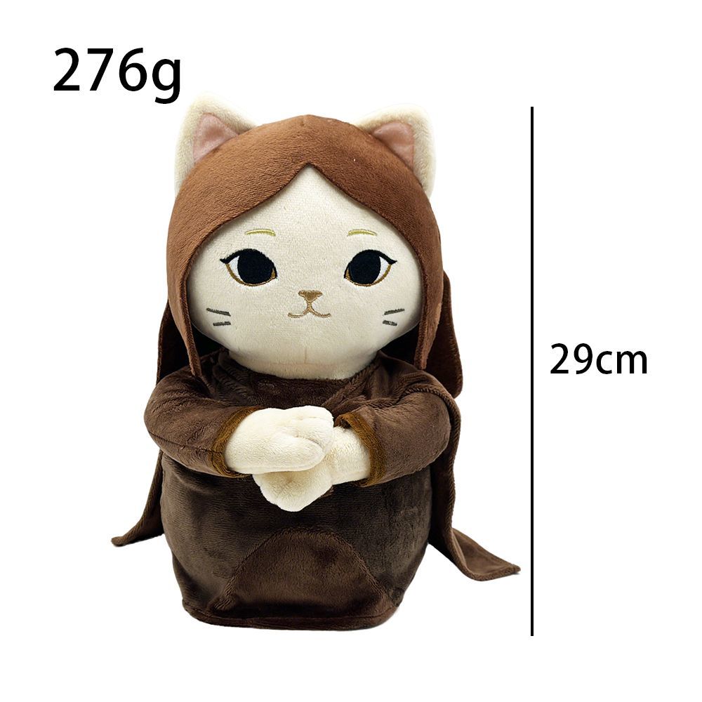 Close-up of Meow-Na Lisa stuffed animal face detail, internet meme plush
