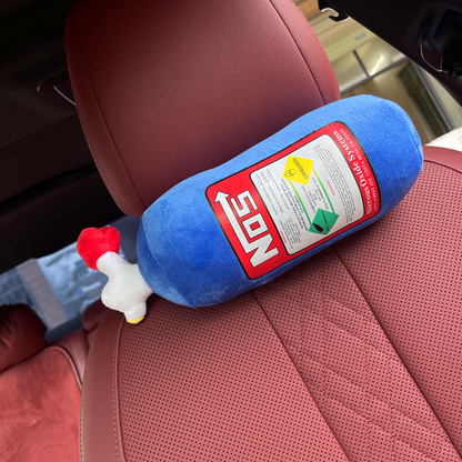 Close-up of NOS bottle plush fabric texture and stitching detail
