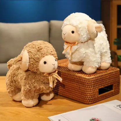 Close-up of curly faux wool texture on kawaii bighorn ram plushie