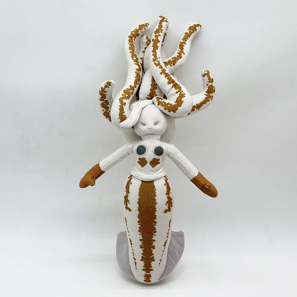 Close-up of handmade mermaid stuffed toy tentacle hair details