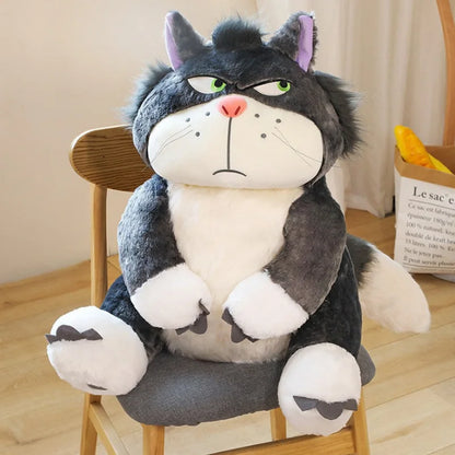 Close-up of side eye cat plush belly showing eco-friendly pp cotton softness
