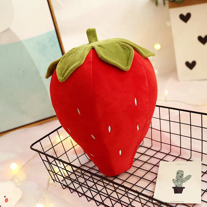 Close-up of strawberry plush surface texture soft plush material
