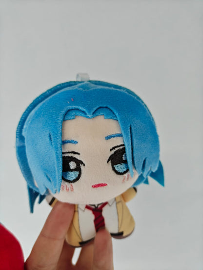 Close-up of the Langa Hasegawa plush showing his calm expression and blue hair.