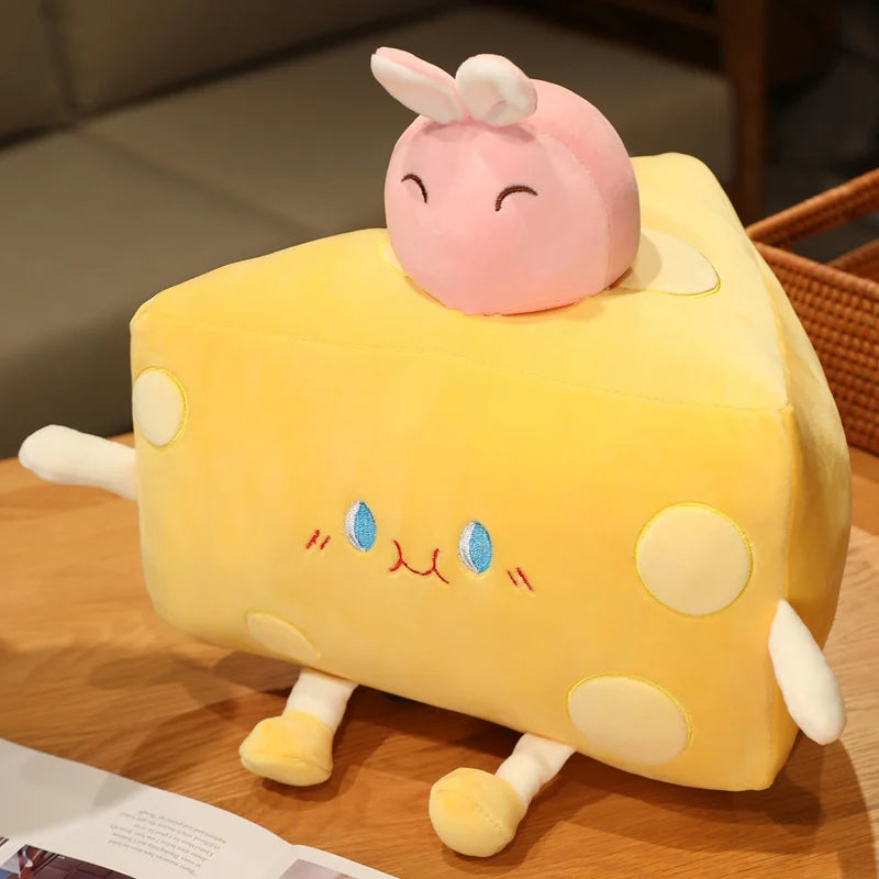 Close up of handmade kawaii plushie showing PP cotton filled plush texture and stitching detail