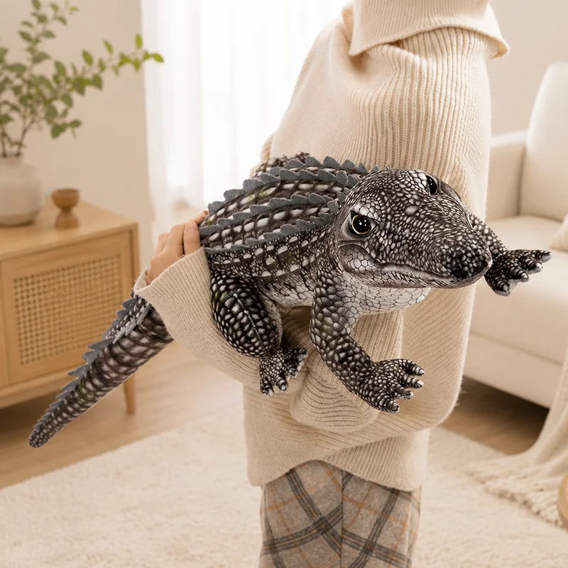 Closeup of green crocodile plush fabric texture, ultra-soft realistic scales detail