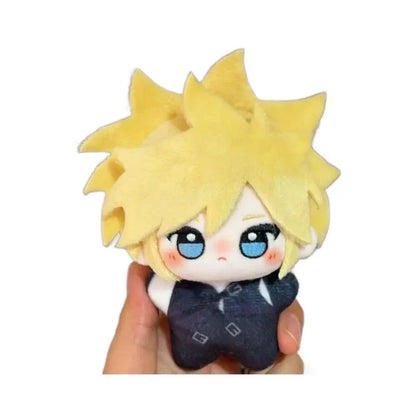 Cloud Strife plush front view showing spiky blonde hair and warrior design
