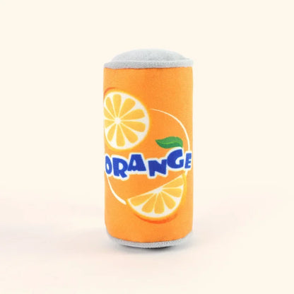 Cola can and orange juice can plushies side by side 14cm compact size