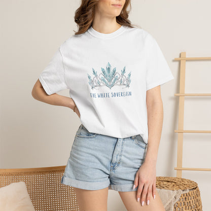 Color swatch display of The White Sovereign white sovereign graphic tee showing available Comfort Colors 1717 colorways
